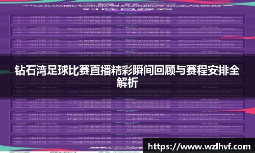 钻石湾足球比赛直播精彩瞬间回顾与赛程安排全解析